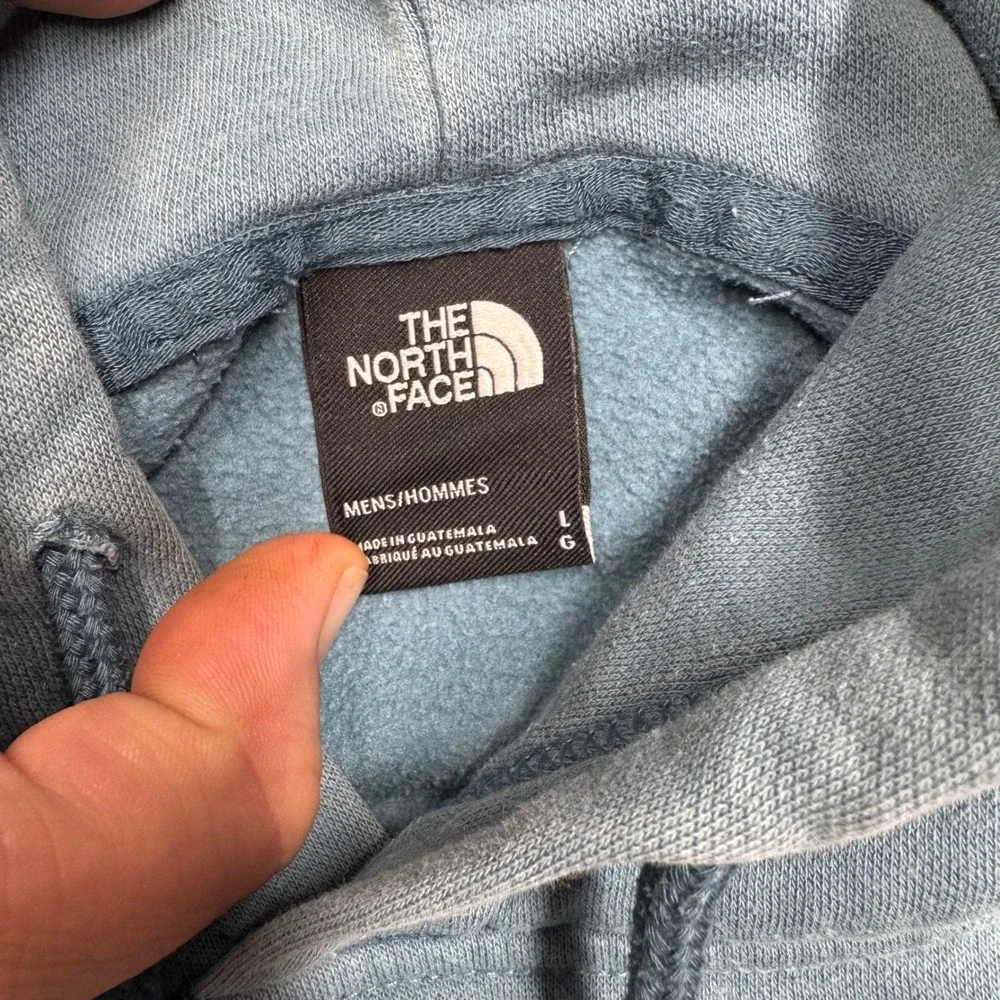 The North Face Mens Hoodie Large Blue Logo Pullover Fleece Sweatshirt (2658)
